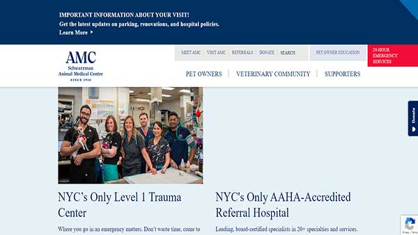 Home Page image of the website AMC- Animal Medical Center 