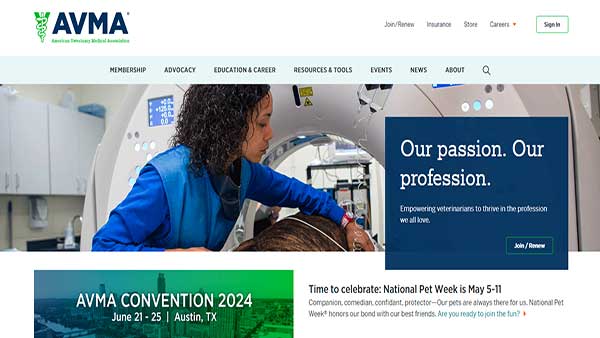 Home Page image of the website AVMA - American Veterinary Medical Association