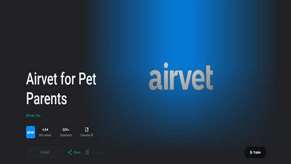 Google play image for the pet app- Airvet for Pet Parents