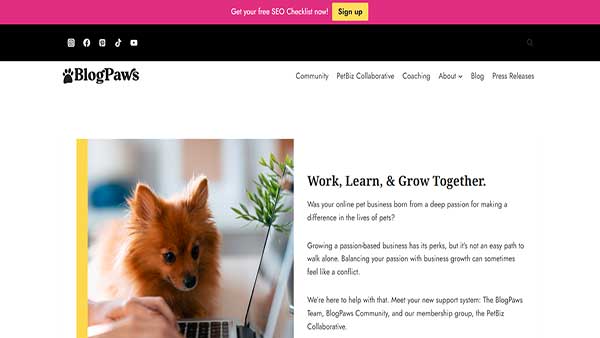 Homepage image of the website BlogPaws
