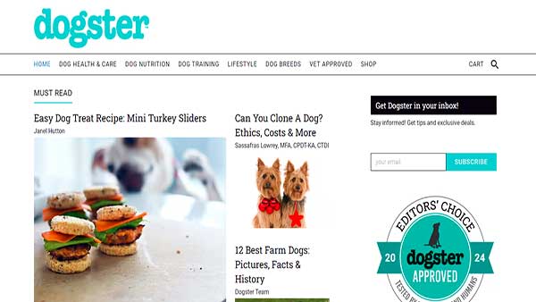 Homepage Image of the website Dogster