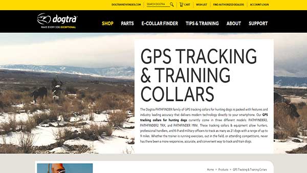 Homepage image of the website Dogtra- GPS Tracking & Training Collars 