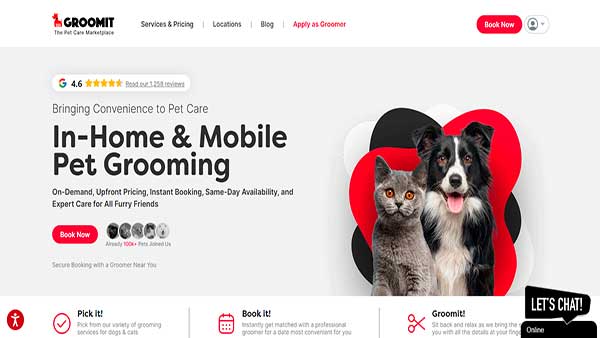 Homepage image of the website GROOMIT- Pet grooming business
