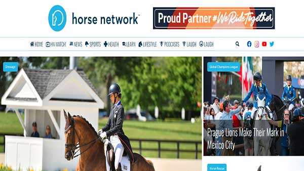 Homepage screenshot of the website Horse Network