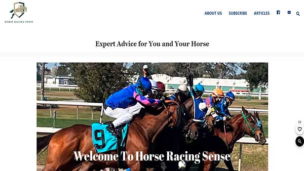 Homepage Screenshot of the website Horse Racing Sense 