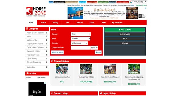 Homepage image of the website Horse Zone