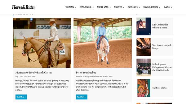 Homepage image of the website Horse & Rider