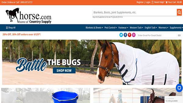 Homepage screenshot of the website Horse.com