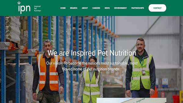Homepage image of the Inspired Pet Nutrition: Sustainable pet food brand.