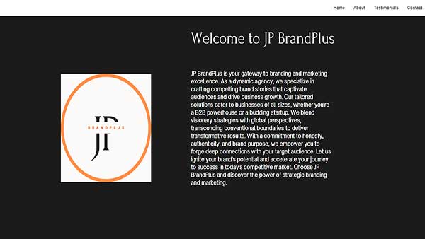 Homepage screenshot of the website JP BrandsPlus- equine branding agency