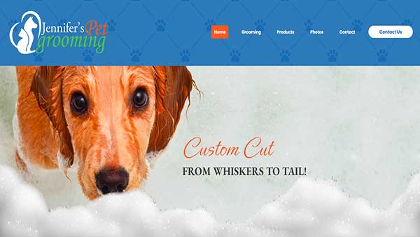 Home page image of the website Jennifer's Pet Grooming 