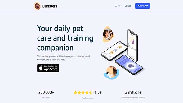 Homepage image of the pet app- Lumsters