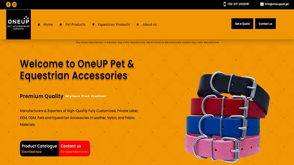 Homepage image of the website OneUp Pet
