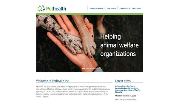 Home Page Image of the website Pethealth
