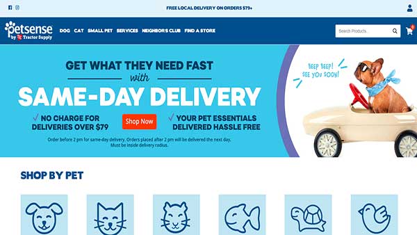 Homepage image of the website Petsense- Pet Grooming 