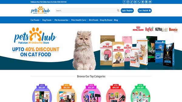 Homepage Image of the website Petshub- Pakistan’s #1 online pet store