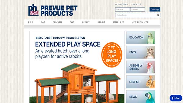 Homepage image of the website Prevue Pet Products
