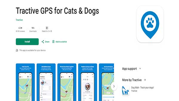 Homepage image of the pet app- Tractive GPS