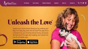 Homepage Image of the Pet App WoofTrax. The app is similar to Flockr-Pet Health App