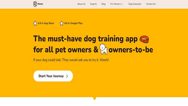 Homepage image of Woofz- the dog training app