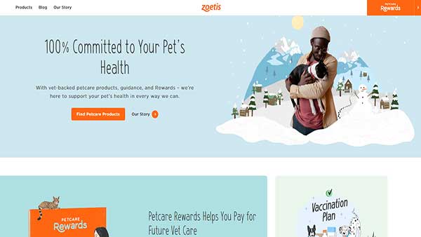 Homepage image of the website Zoetis Pet Care 