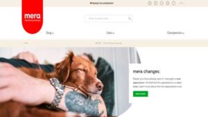 Home page image of the pet food website Mera-The PetFood Family