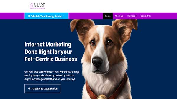 Home Page image of the Pet content website Share Digital Marketing Agency