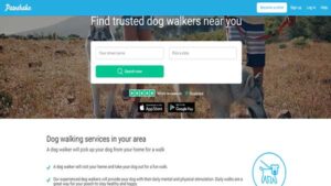 The homepage of the Pawshake app. It is an excellent Dog-walking app and is very similar to Wooftrax. 