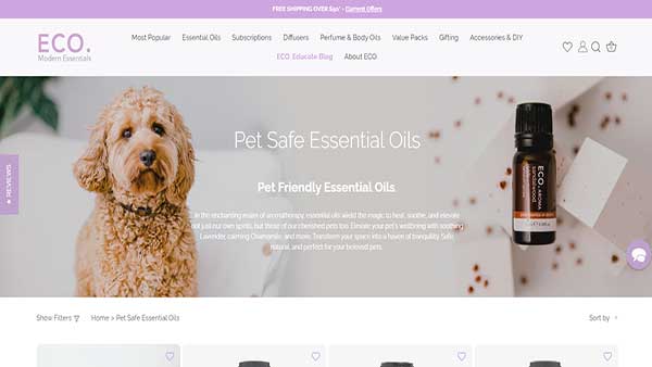 Essential Oils for Pets is an excellent and growing pet business idea. ECO Modern Essential is a company that has hit the mark.