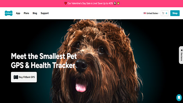 Homepage image of the Dog Website FitBark. 