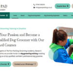 Homepage image of the website, THE PAW PAD - Dog Grooming Academy. This dog grooming business is the best in Cheshire to get trained as a dog groomer