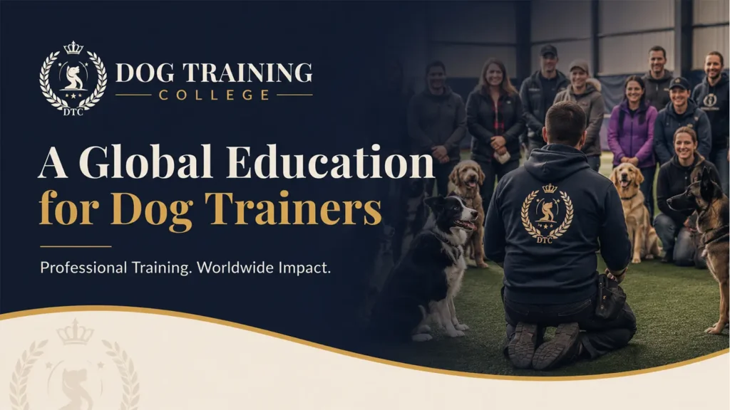 Dog Training College instructor leading a professional outdoor class with dogs.
