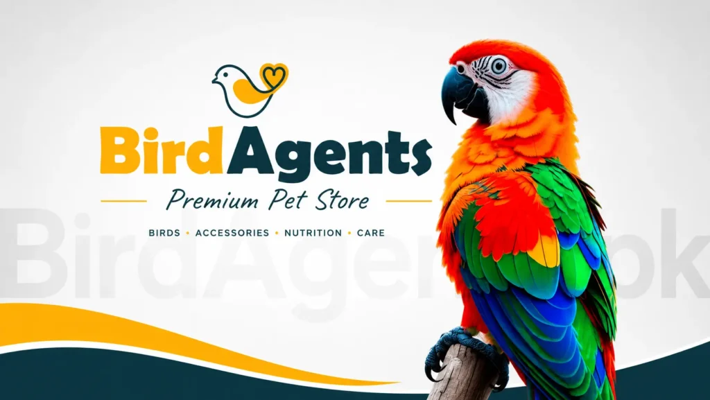 BirdAgents premium pet store banner showing a colorful parrot with bird accessories, nutrition, care products, and pet supply shopping in Pakistan.