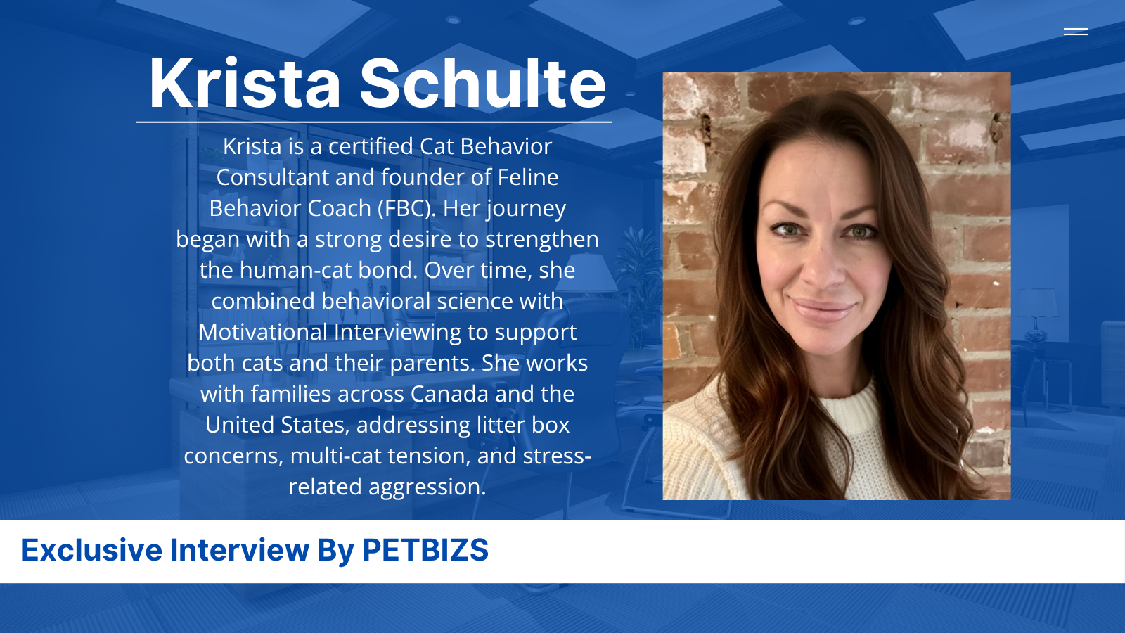 Krista Schulte, certified Cat Behavior Consultant and founder of Feline Behavior Coach — PETBIZS exclusive interview