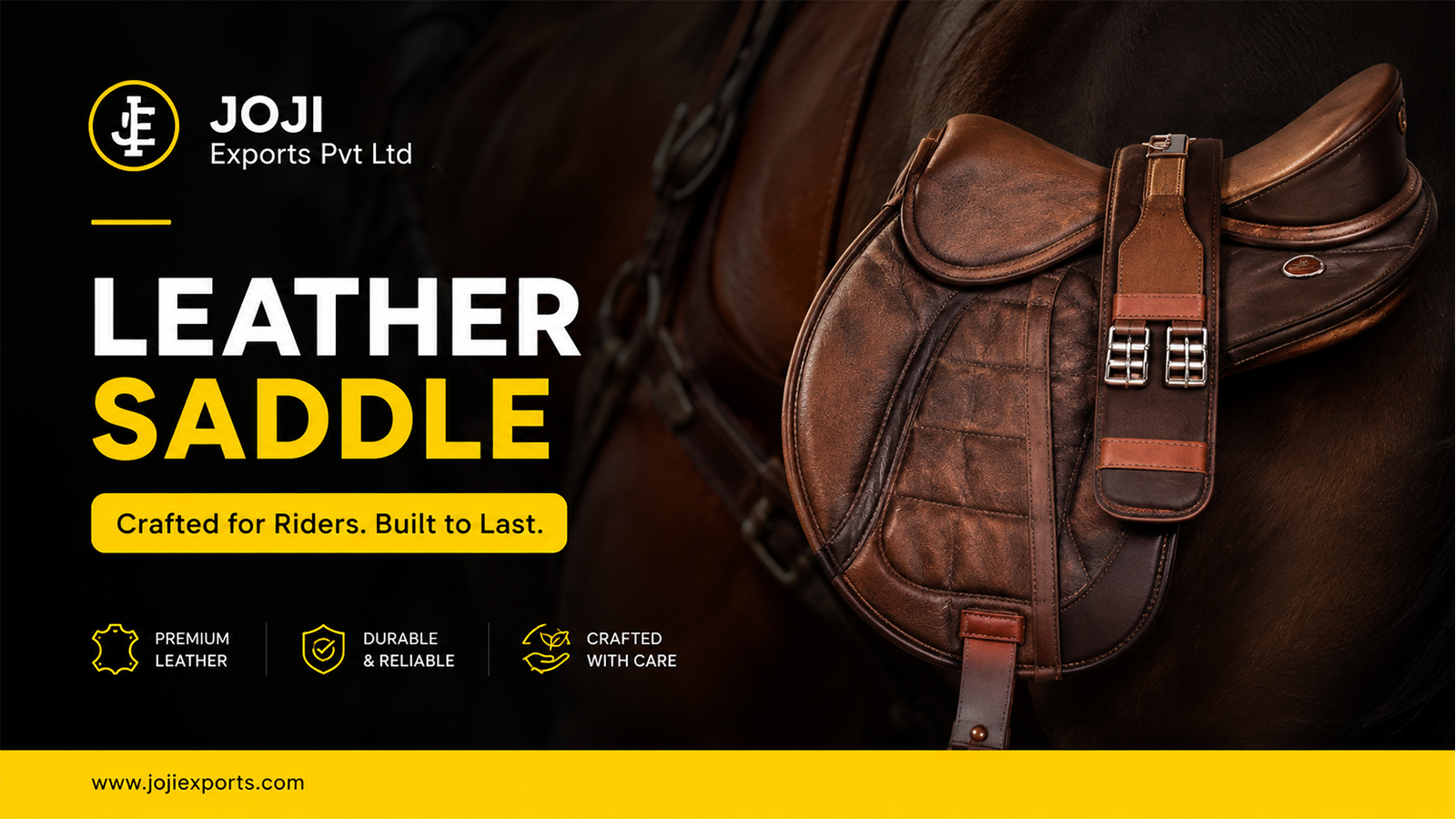 JOJI Exports premium leather horse saddle designed for durability, riding performance, and long-term use.