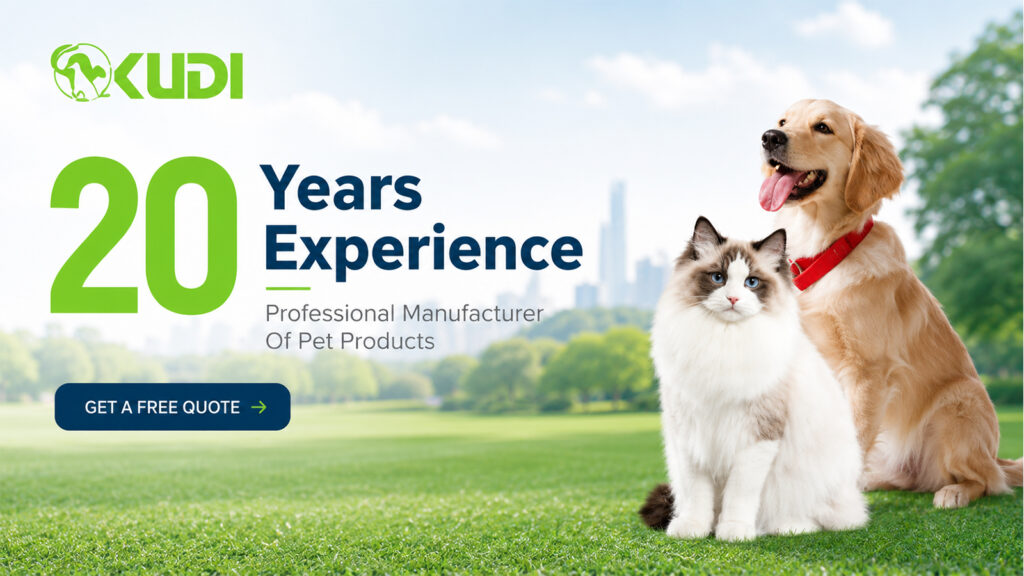 KUDI pet products manufacturer with 20 years of experience serving dog and cat product markets.