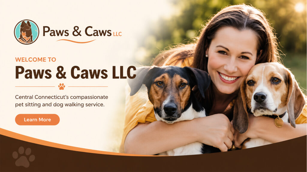 Paws & Caws LLC pet sitting and dog walking services in Central Connecticut.