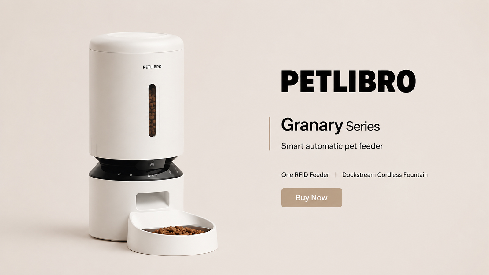 PETLIBRO Granary Series smart automatic pet feeder with food bowl for scheduled dog and cat feeding.