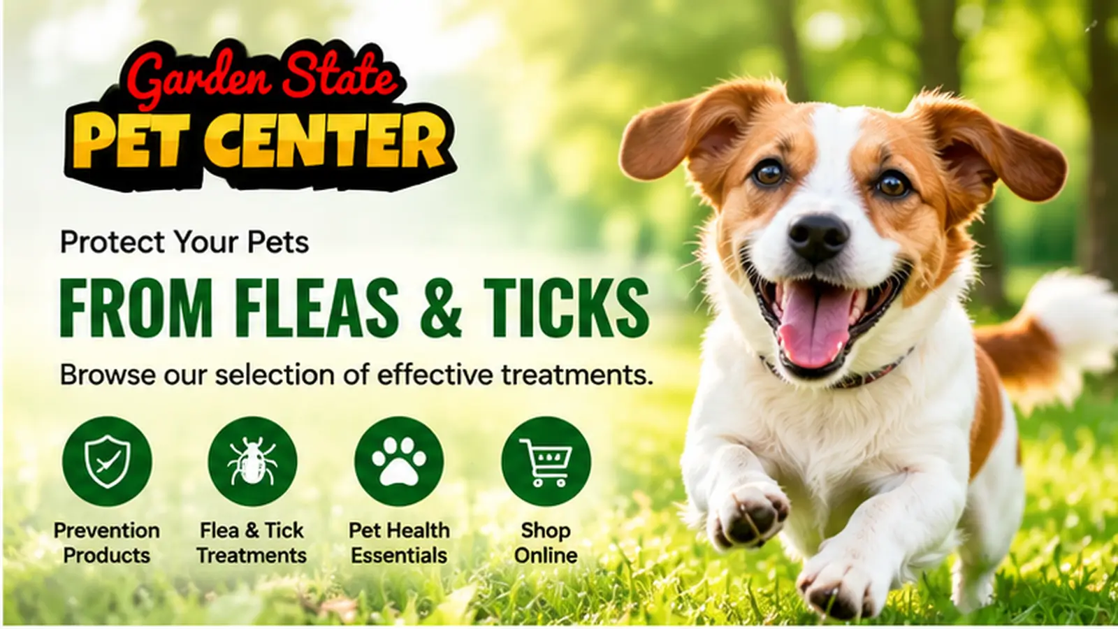 Garden State Pet Center flea and tick treatments, pet protection products, and pet health essentials for dogs.
