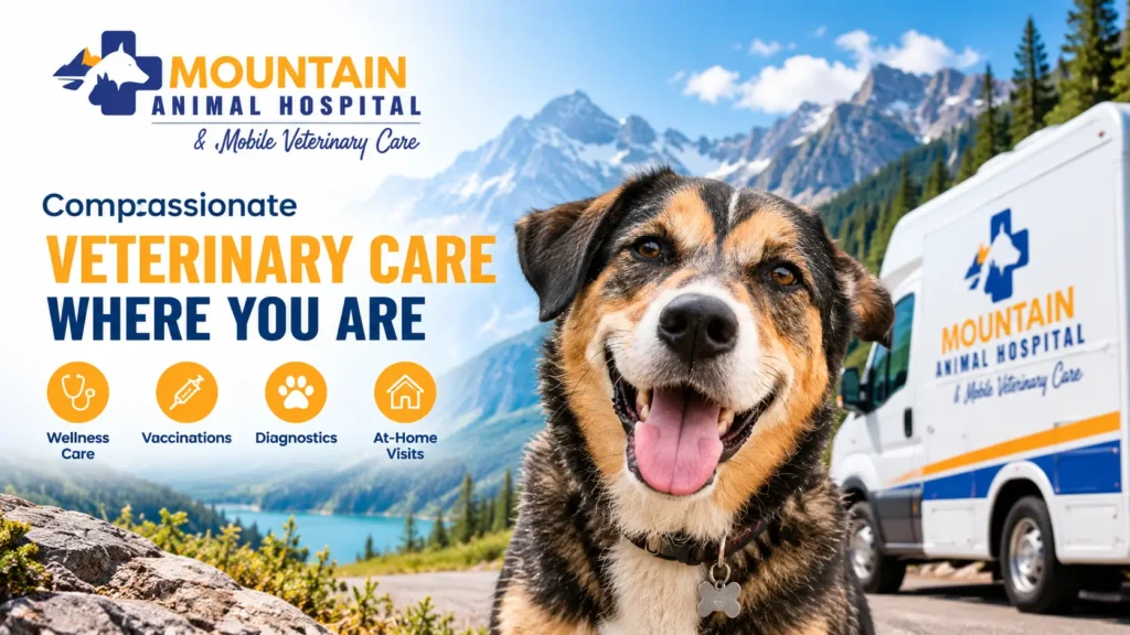 Mountain Animal Hospital and Mobile Veterinary Care providing wellness care, vaccinations, diagnostics, and at-home veterinary visits.